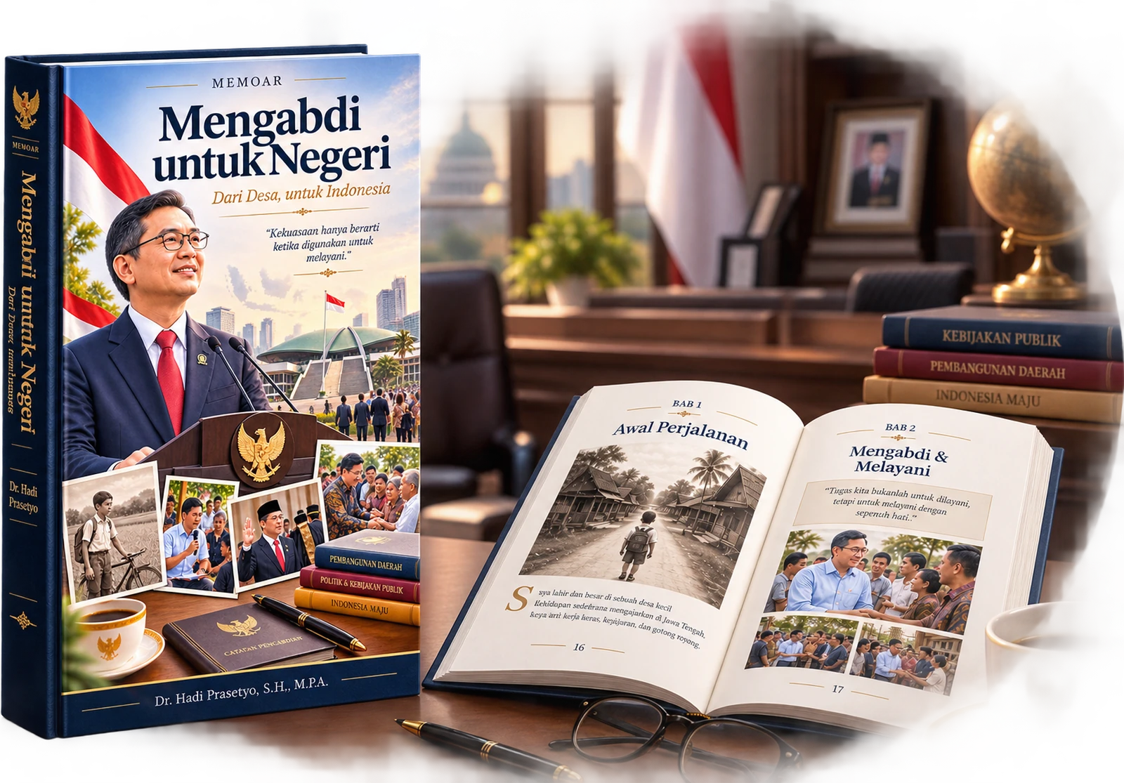 Buku memoar tokoh publik beserta halaman dalamnya